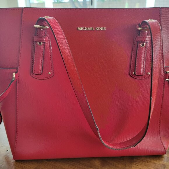 Michael Kors Red Saffiano Leather Tote - Picture 1 of 9